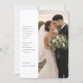 モダンな結婚式の写真入りお礼カード(メッセージ欄あり) サンキューカード (裏面)