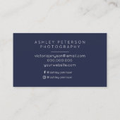 モダンな結婚式の写真撮影のミニマルなタイポグラフィ 名刺 (裏面)