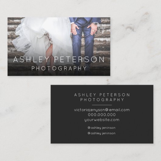 モダンな結婚式の写真撮影のミニマルなタイポグラフィ 名刺 (正面/裏面)