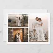モダンな結婚式の写真3枚のコラージュのお礼 ノートカード (正面)