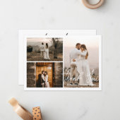 モダンな結婚式の写真3枚のコラージュのお礼 ノートカード (正面/裏面インサイチュ)