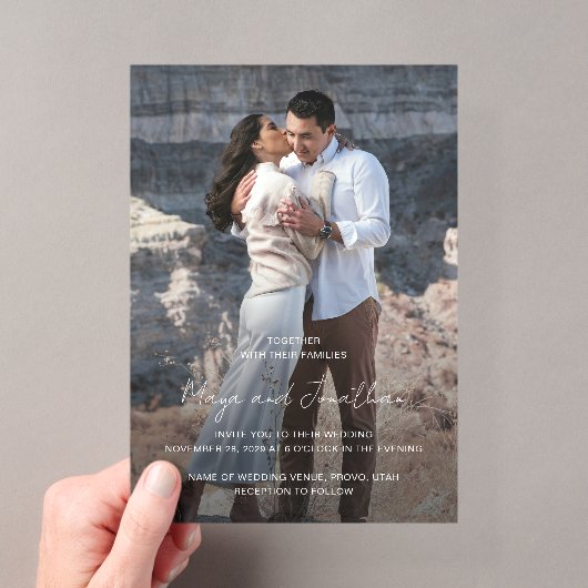 モダンな結婚式の写真 アクリル招待状 (インサイチュ (ポータブル))