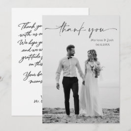 モダンな結婚式の写真 サンクスカード シンプルな筆記体 サンキューカード