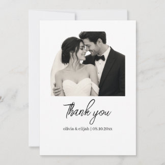 モダンな結婚式の写真 ミニマルでシンプルなエレガントデザイン サンキューカード
