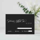 モダンな結婚式の出欠カード 黒と白 出欠カード (スタンド正面)
