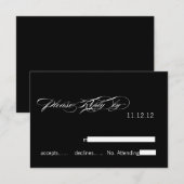 モダンな結婚式の出欠カード 黒と白 出欠カード (正面/裏面)