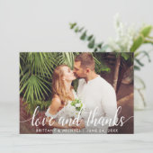 モダンな結婚式の原稿の愛および感謝の写真 サンキューカード (スタンド正面)