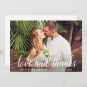 モダンな結婚式の原稿の愛および感謝の写真 サンキューカード (正面/裏面)
