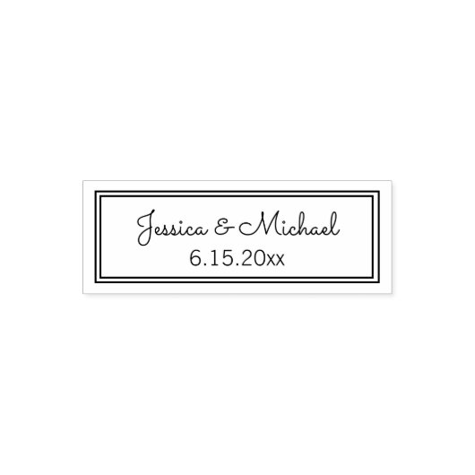 モダンな結婚式の夫婦の名前と日付 セルフインキングスタンプ (デザイン)