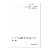 モダンな結婚式の席札 テーブルナンバー (正面)