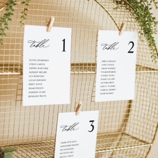 モダンな結婚式の席次表カード 招待状