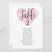モダンな結婚式の座席表 ピンクのハートテーブルプラン 招待状 (正面/裏面)
