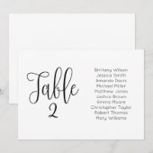 モダンな結婚式の座席表。横向きのテーブルプラン 招待状 (正面/裏面)