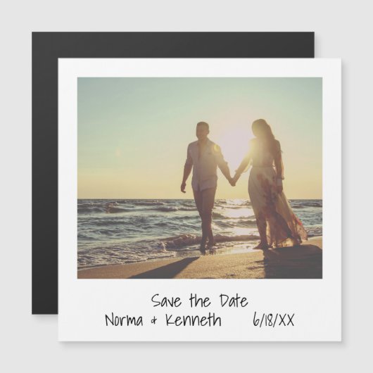 モダンな結婚式の延期日案内 インスタントフォトウェディング マグネット招待状 (正面/裏面)