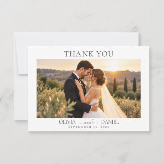 モダンな結婚式の御礼写真カード（カリグラフィー付き) ノートカード