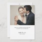 モダンな結婚式の心からの感謝 サンキューカード (裏面)