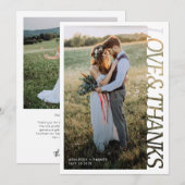 モダンな結婚式の愛と感謝 2枚の写真 サンキューカード (正面/裏面)