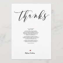 モダンな結婚式の感謝カード