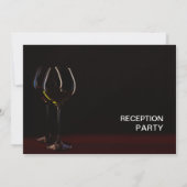 モダンな結婚式の披露宴 ブラック ワイン グラス パーティー 招待状 (裏面)