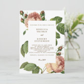 モダンな結婚式の招待状 ピンクのバラの花 招待状 (スタンド正面)