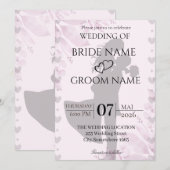 モダンな結婚式の招待状 ミニマリスト シルエット 招待状 (正面/裏面)
