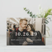モダンな結婚式の日付写真のSave The Date 招待状 (スタンド正面)