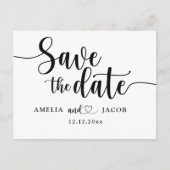 モダンな結婚式の案内状 ブラック&ホワイト はがき (正面)