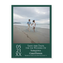 モダンな結婚式の案内 エメラルドグリーンマグネット写真付き