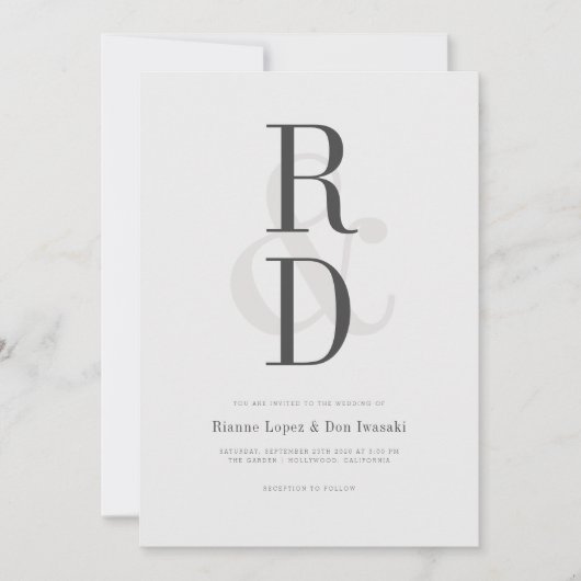 モダンな結婚式の発表の招待状 招待状 (正面)