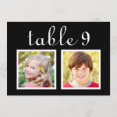 モダンな結婚式の白黒テーブルナンバー 招待状 (裏面)