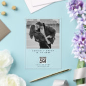 モダンな結婚式の白黒写真QRコード アクリル招待状 (インサイチュ (ウェディング))