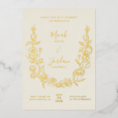 モダンな結婚式の箔押し招待状　フラル wreath 箔招待状 (正面)
