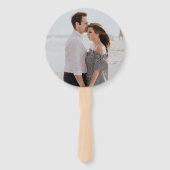 モダンな結婚式の記念のイニシャルとグリーンと写真のグリーン装飾 ハンドファン (裏面)
