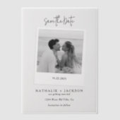 モダンな結婚式の記念日フォトカード ベラム紙招待状 (正面)