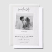 モダンな結婚式の記念日フォトカード ベラム紙招待状 (オフセット)