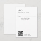モダンな結婚式の詳細ミニマルQRコード 出欠カード (正面/裏面)