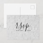 モダンな結婚式の返信カード 白レンガ スクリプト 案内ポストカード (正面/裏面)