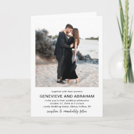 モダンな結婚式の黒と白の写真QRコード 招待状