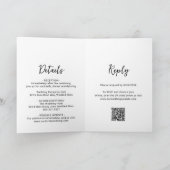 モダンな結婚式の黒と白の写真QRコード 招待状 (内部)