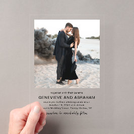 モダンな結婚式の黒白写真 アクリル招待状