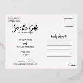 モダンな結婚式の4枚の写真コラージュの保存日カード 箔シーズンポストカード (裏面)