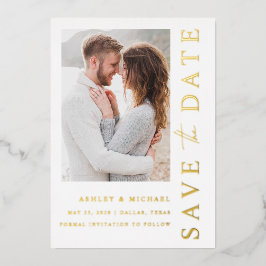 モダンな結婚式の5枚の写真のゴールドのSave the Date 箔招待状