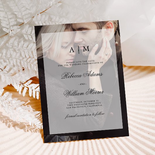 モダンな結婚式のSave the Date | オーバーレイ付き写真 セーブザデート