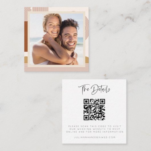 モダンな結婚式のWebサイトQRコードフォトカード 格安 スクエア名刺 (正面/裏面)