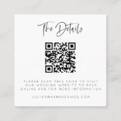 モダンな結婚式のWebサイトQRコードフォトカード 格安 スクエア名刺 (裏面)