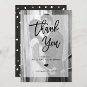 モダンな結婚式は上敷が付いている|の写真感謝していしています サンキューカード (正面/裏面)