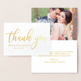 モダンな結婚式は写真の金ゴールド感謝していしています 箔カード