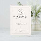 モダンな結婚式ウェルカムサイン - 円形モノグラム (スタンド正面)