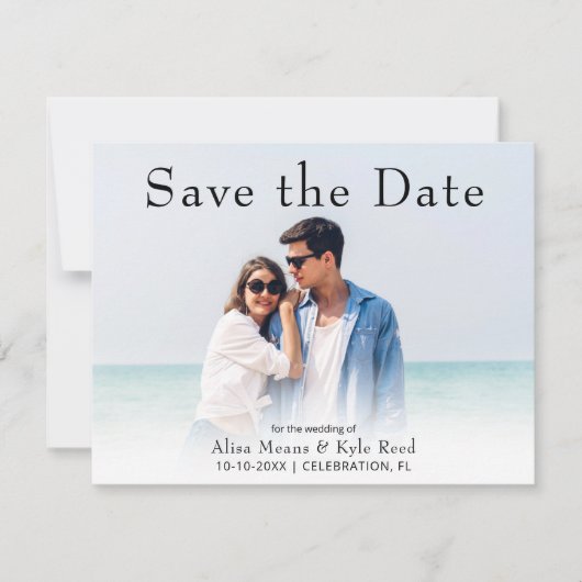 モダンな結婚式カード ウェディングフォト セーブ・ザ・デート (正面)