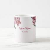 モダンな結婚式パーティーの赤いピンクの花と緑の葉 コーヒーマグカップ (中央)